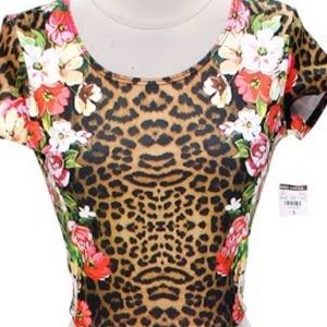 Body Central Floral Animal Print Crop Top